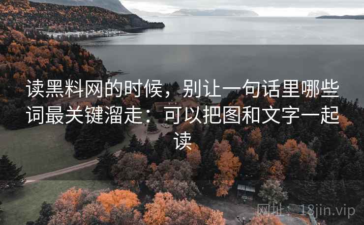 读黑料网的时候，别让一句话里哪些词最关键溜走：可以把图和文字一起读